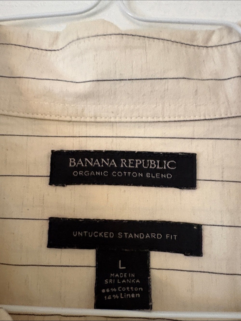 Banana Republic Cream Pinstripe Button-Down with Black Buttons - Picture 2 of 13